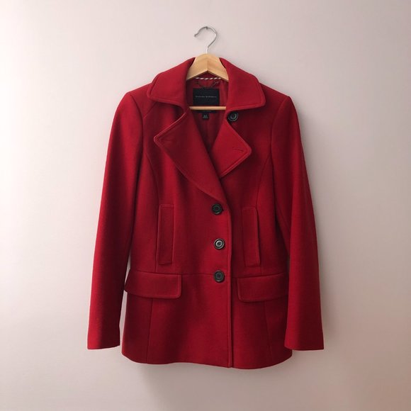 Banana Republic cherry red wool peacoat (S) - Picture 3 of 8